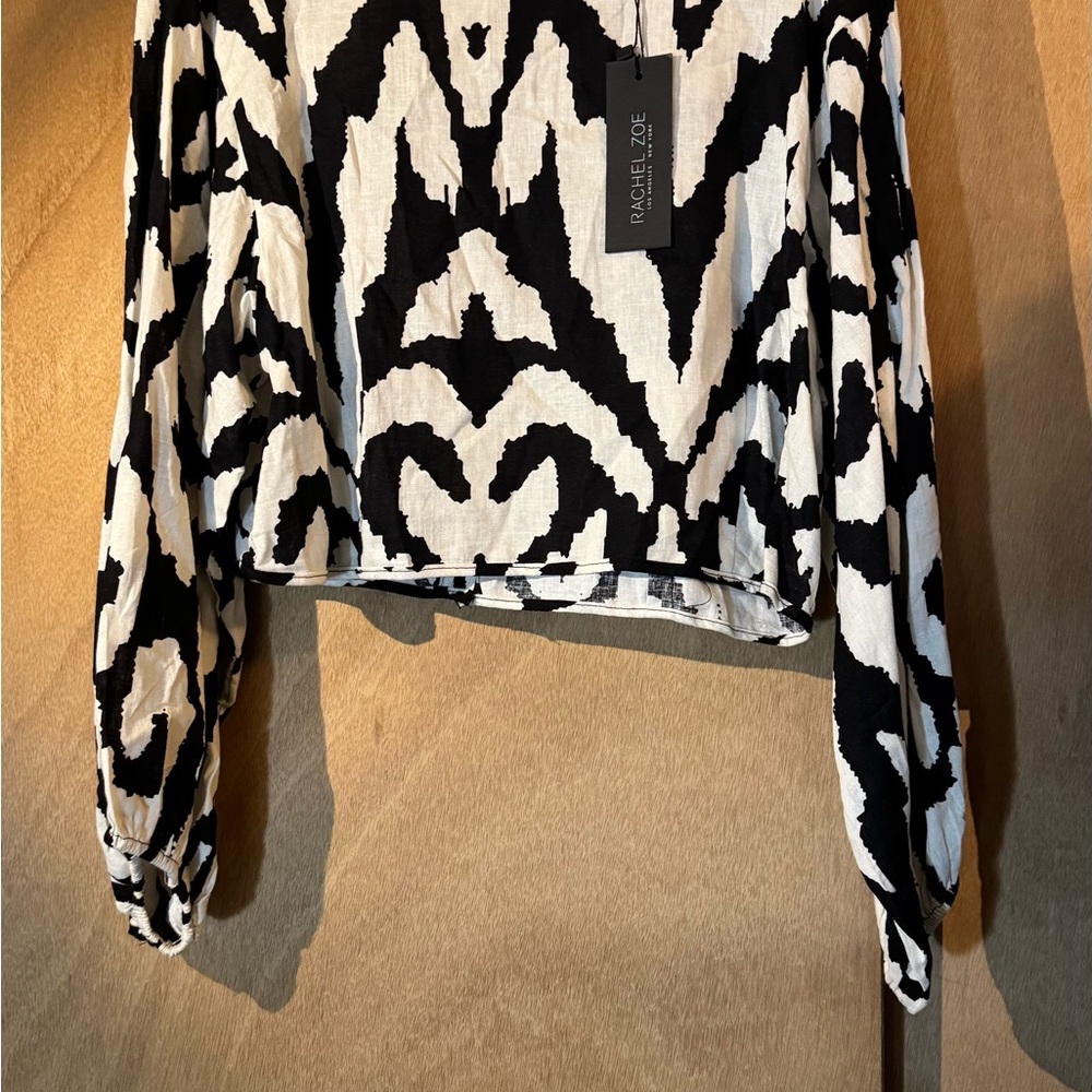 Rachel Zoe Monochrome Patterned Blouse